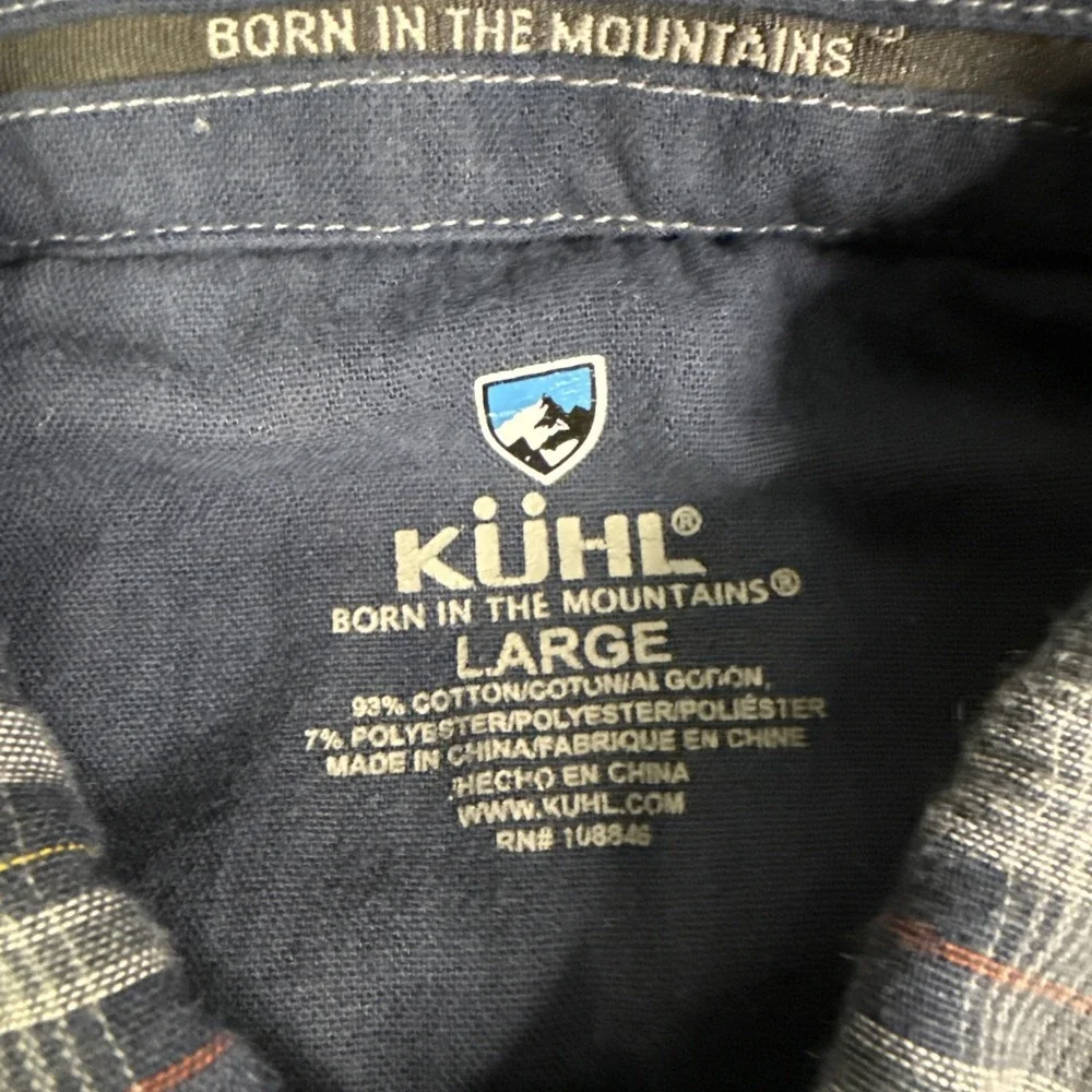 KUHL Men Blue Plaid Long Sleeve Button Up Shirt Outdoor Hiking Workwear Size L - Picture 6 of 9